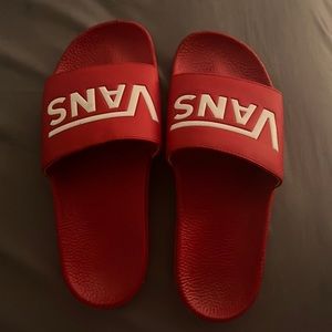 Brand is vans, slides, red